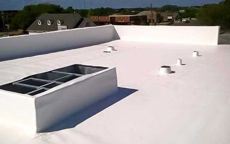 White TPO membrane on a commercial flat roof