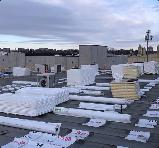 commercial roof insulation material staging denver
